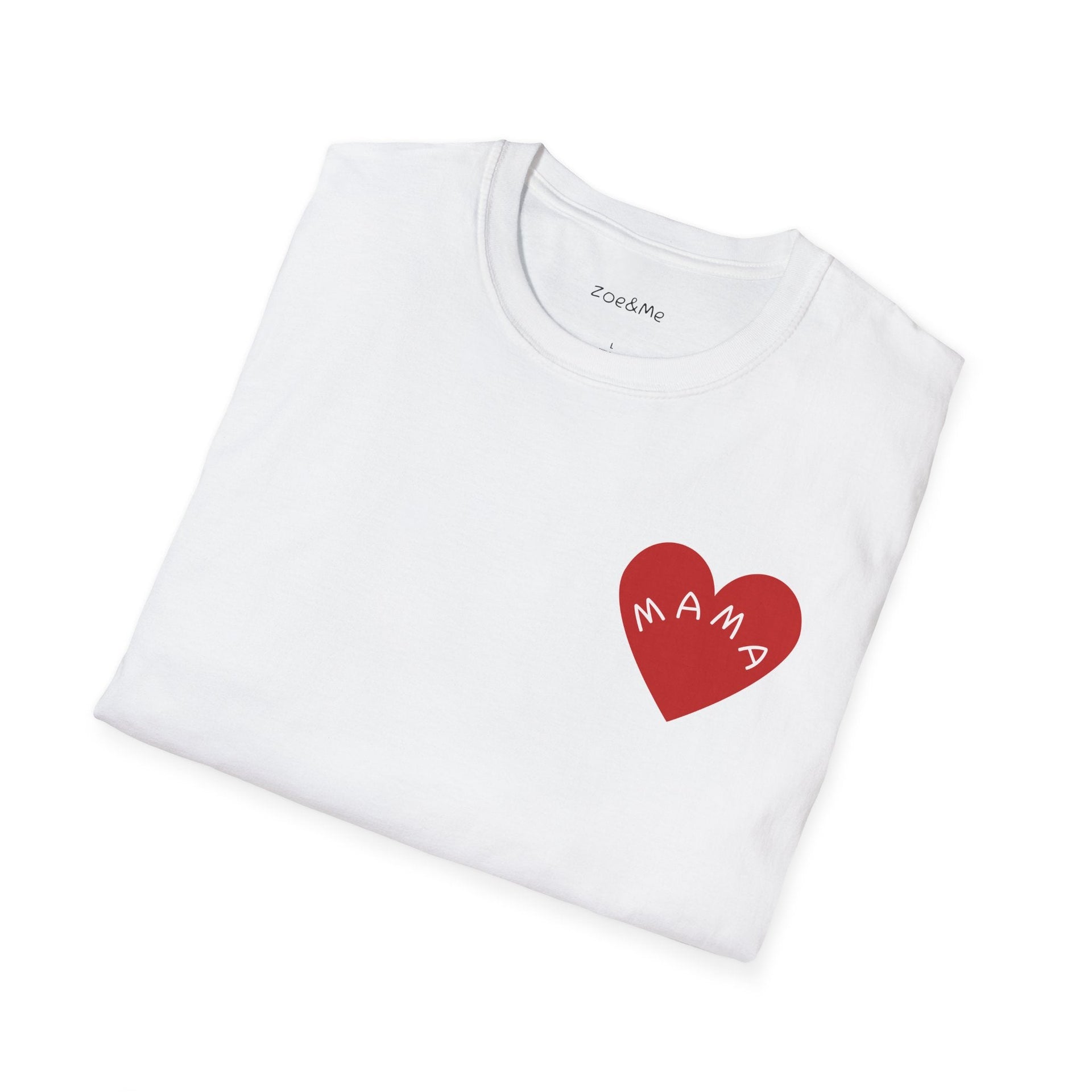 White Mama Love Heart Graphic T-Shirt Casual Cotton Crewneck - Image 4