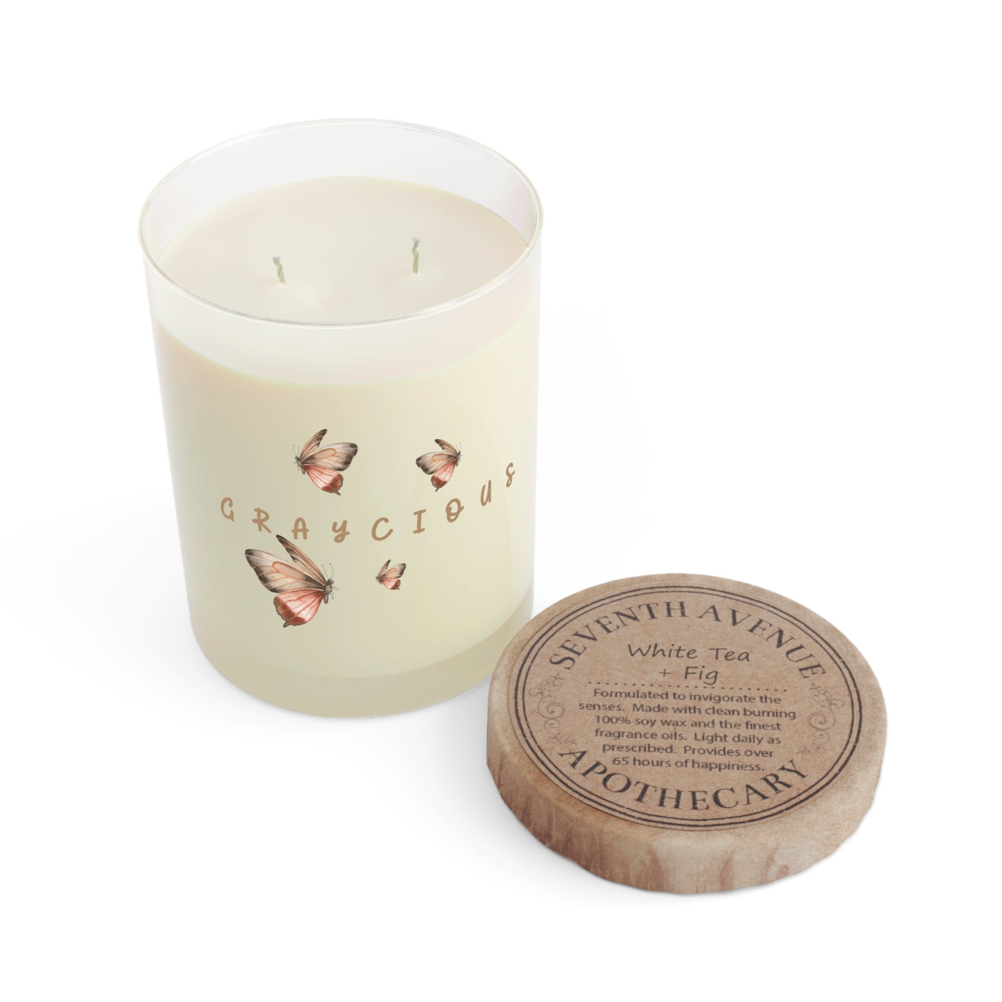 Butterfly Scented Soy Wax Candle in Glass Jar, Minimalist Decor