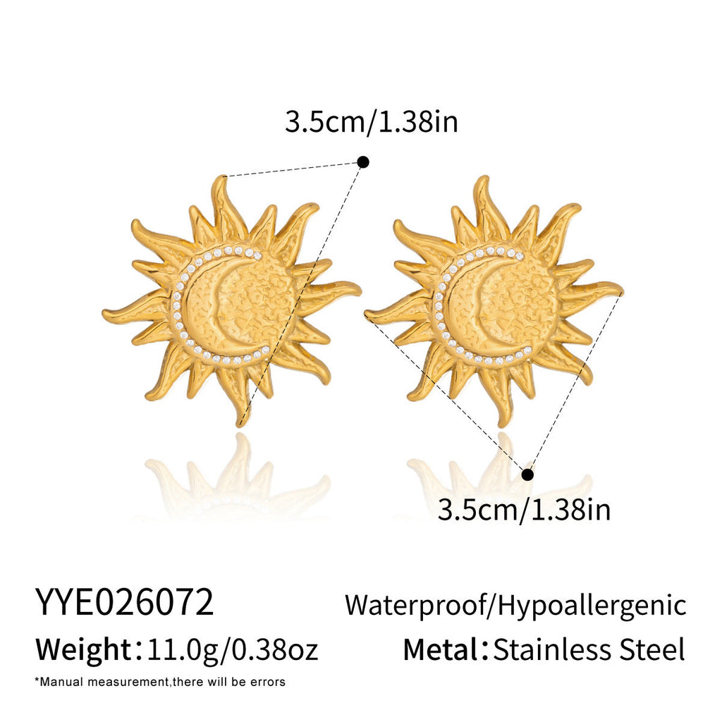Diamond-studded Stud Earring And Necklace Set For Women
