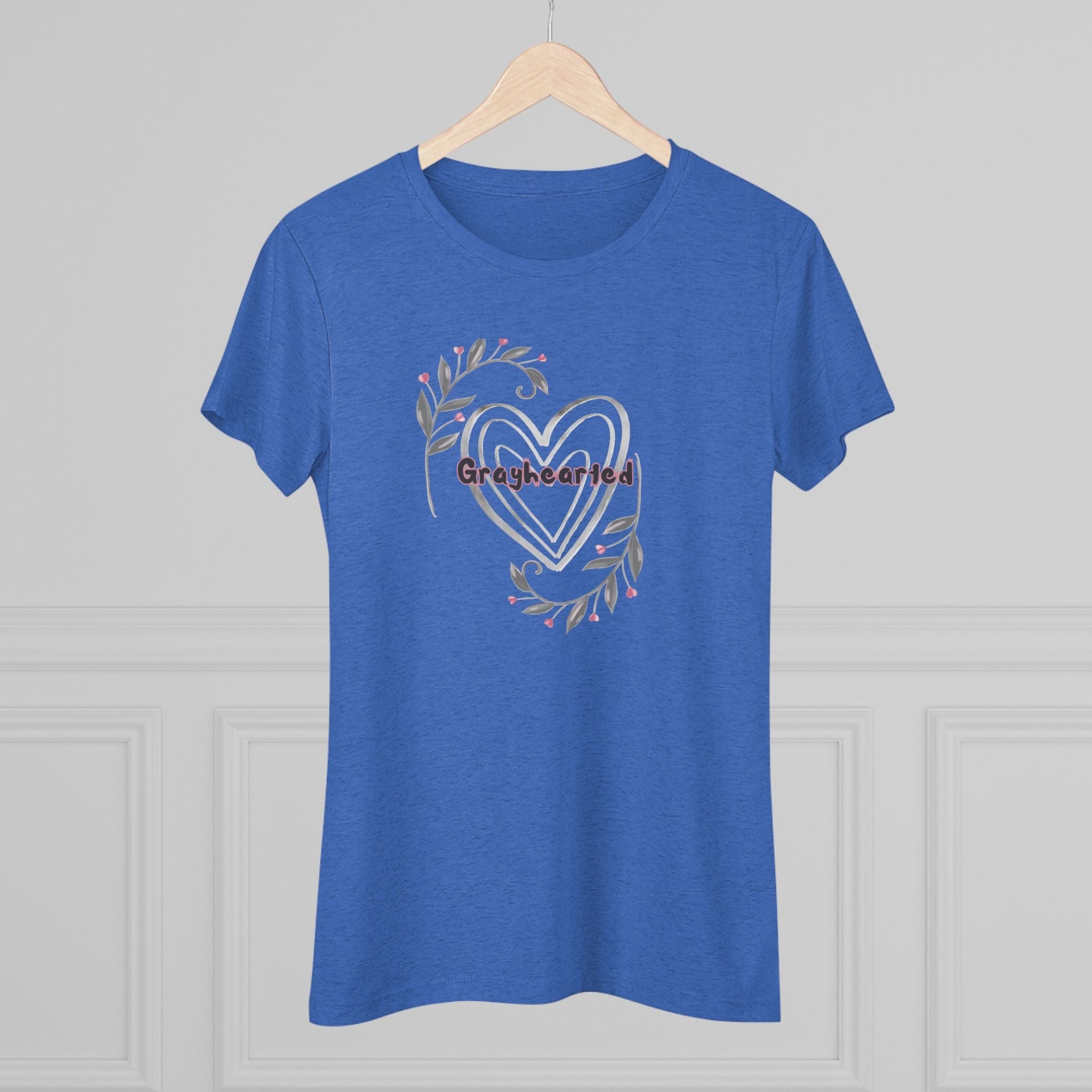 Women's Floral Heart Triblend Graphic Tee - Soft Slim Fit T-Shirt