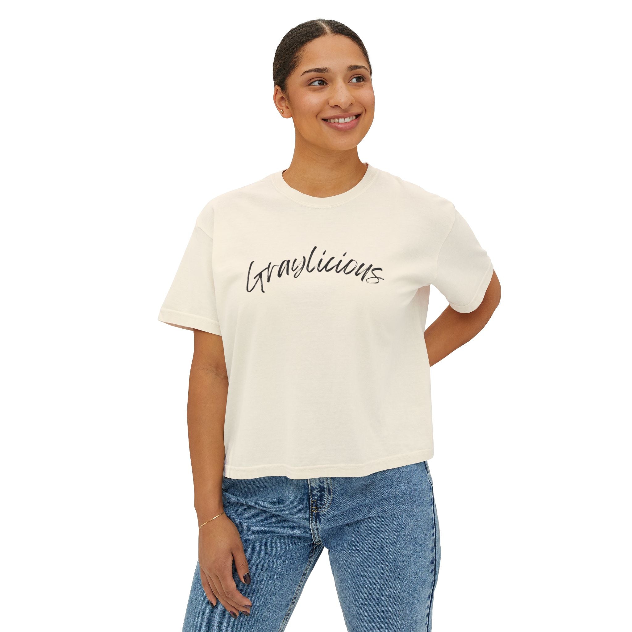 Women's Boxy Cotton Oversized Crewneck Short Sleeve Tee