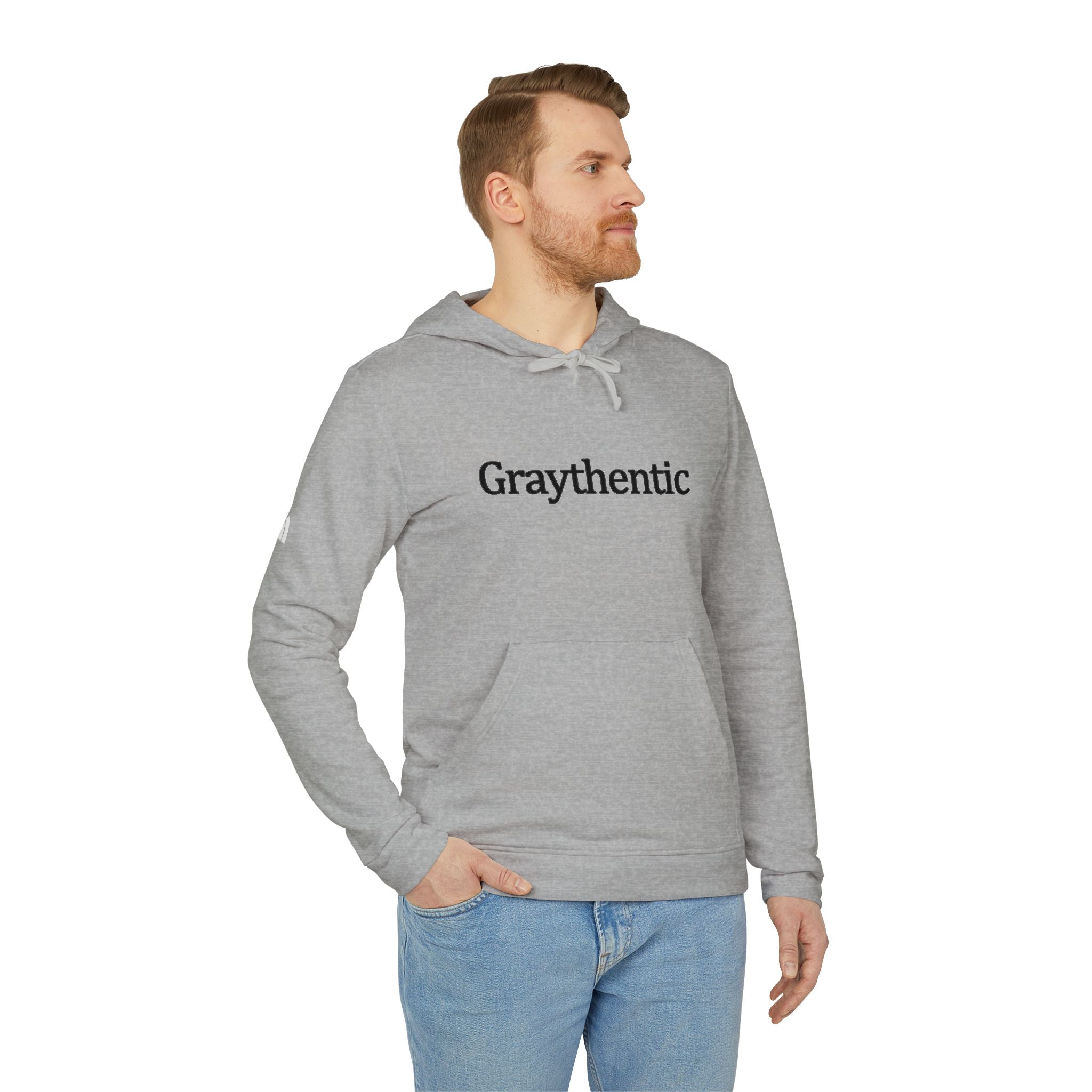 Unisex Fleece Pullover Hoodie in Red, Dark-Gray and White