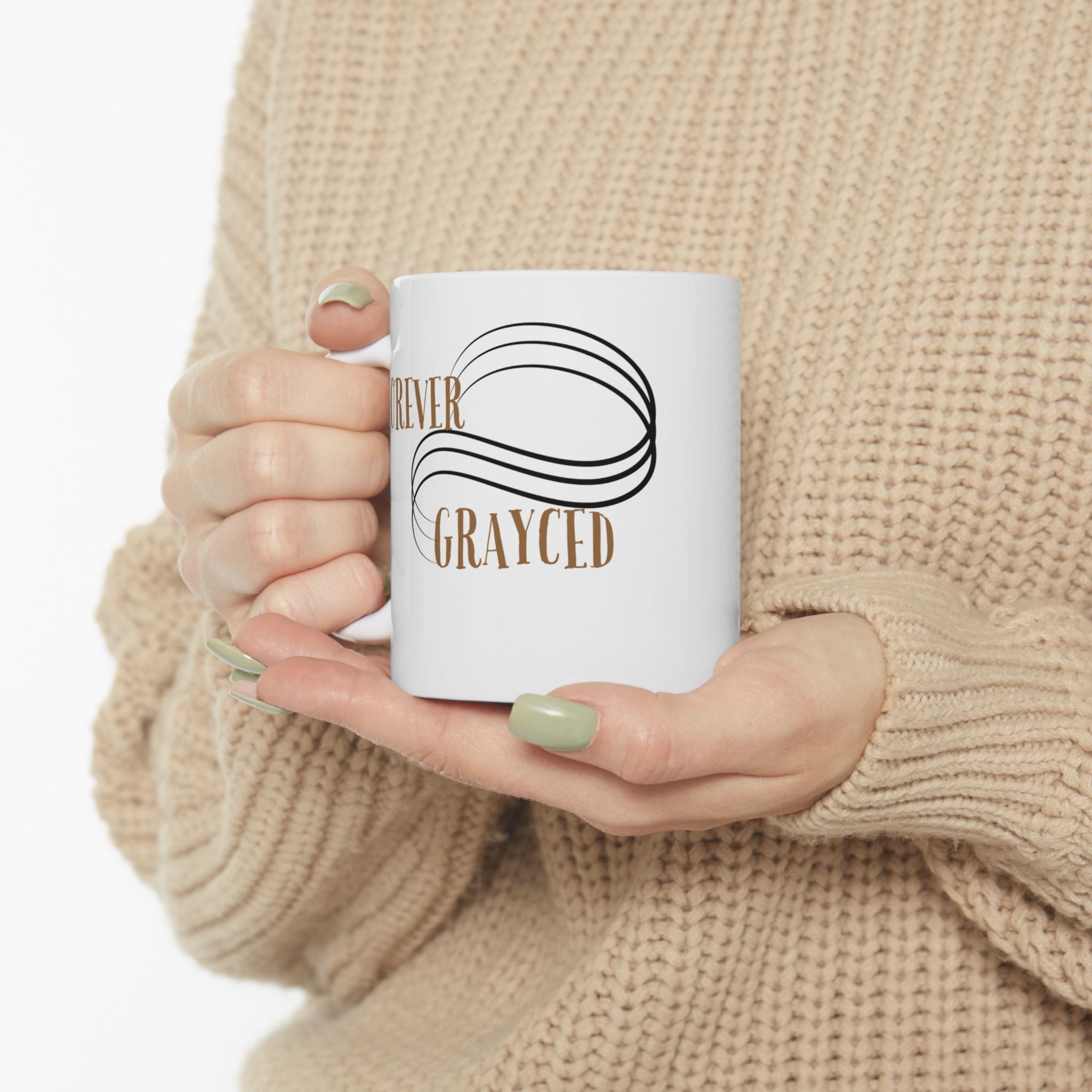 Modern Ceramic Coffee Mug in White, Black, and Gold, 11oz or 15oz