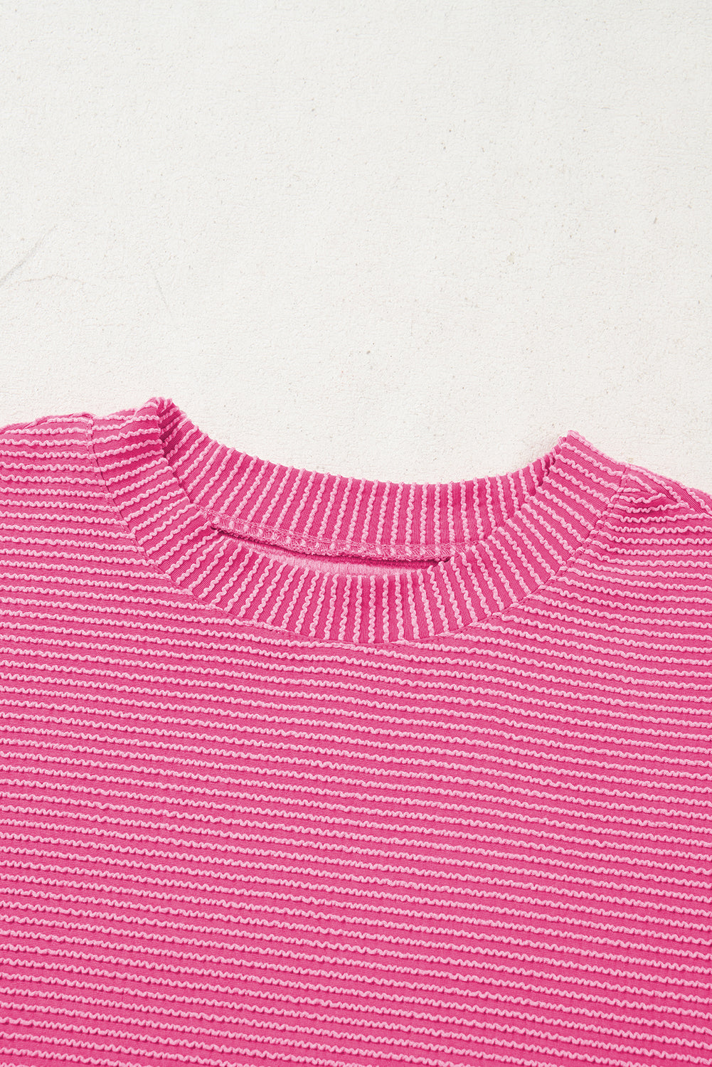 Corded Knit Mock Neck T-Shirt | Minimalist Short Sleeve Tee