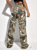 Women's High Waist Camouflage Cargo Pants - Loose Wide Leg - Image 6
