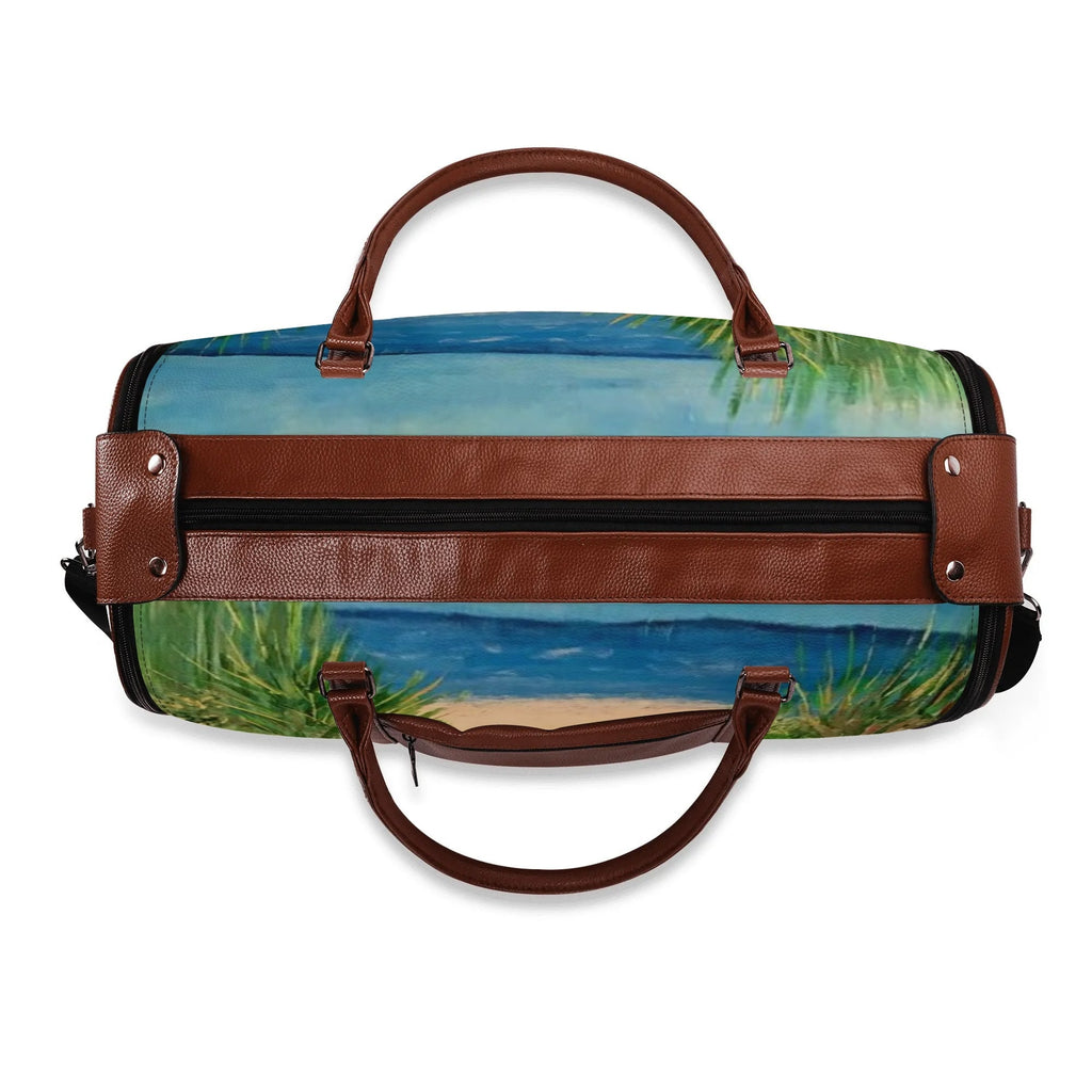 Foldable Faux Leather Travel Duffel Bag