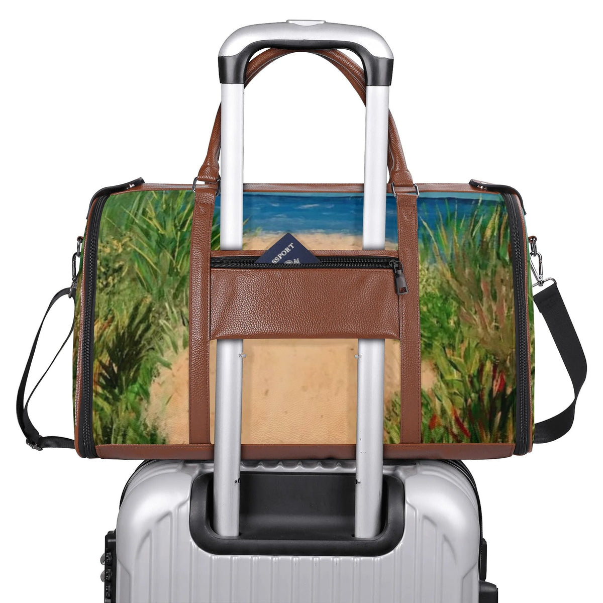 Foldable Faux Leather Travel Duffel Bag