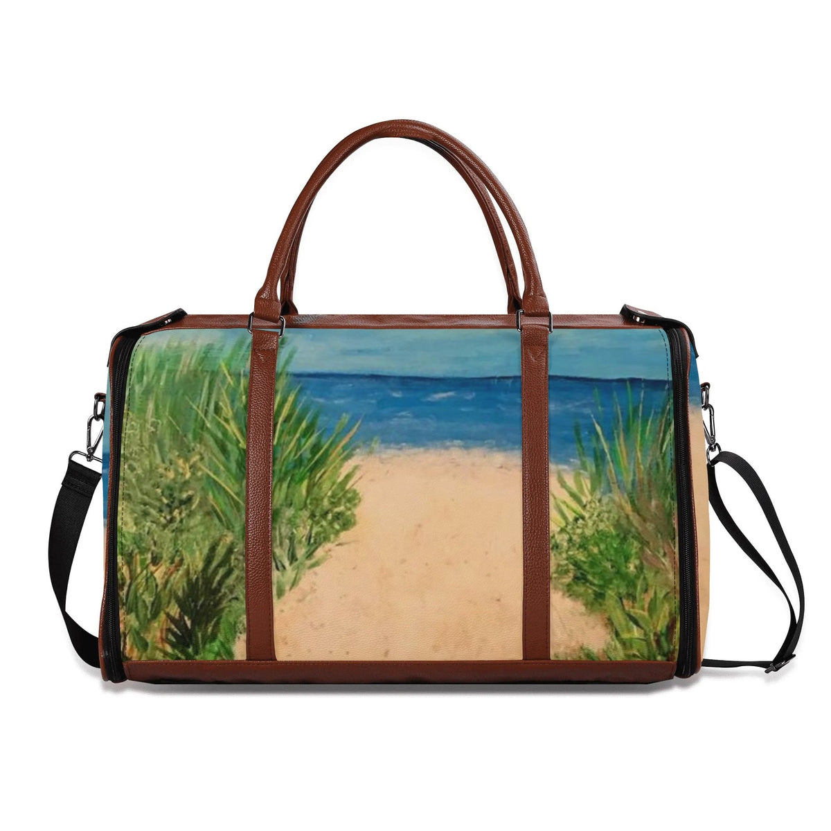 Foldable Faux Leather Travel Duffel Bag