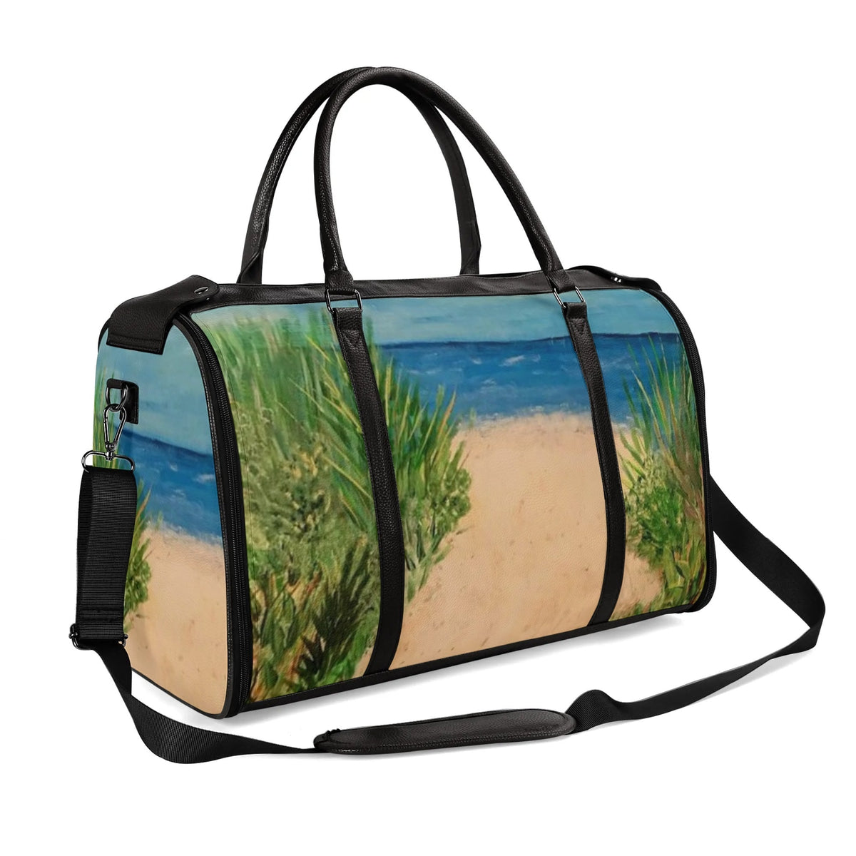 Foldable Faux Leather Travel Duffel Bag