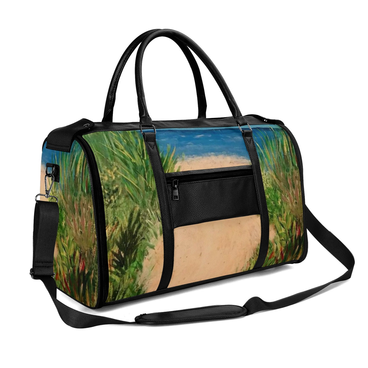 Foldable Faux Leather Travel Duffel Bag