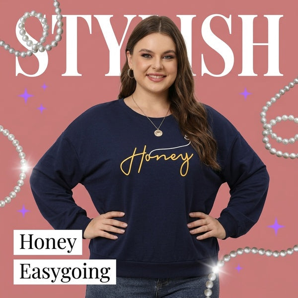 Floral Print Thermal Lined Plus Size Sweatshirt