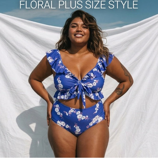 Plus Size High Waist Push Up Bikini Set for Women
