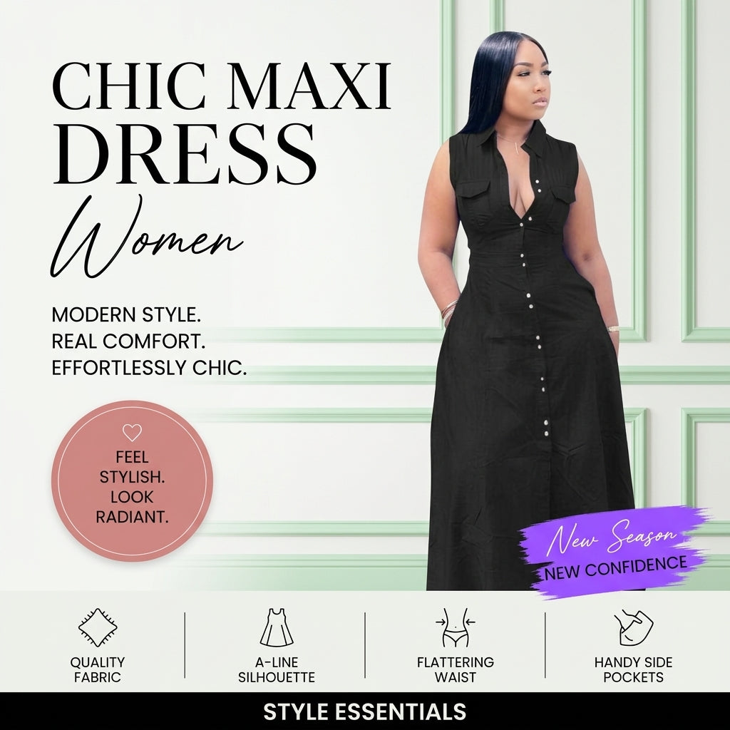 Plus Size Sleeveless Dress for Waist Trimming Fashion