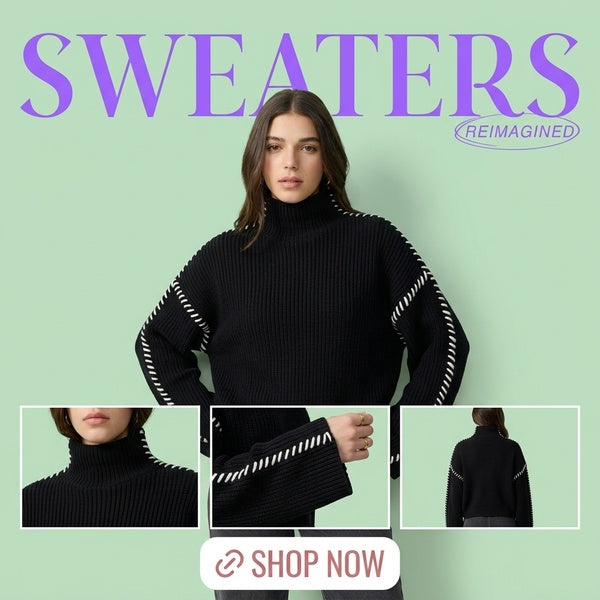 WOLFF Plus Size Knitted Sweater with Color Block Design