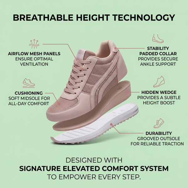 Breathable Height-Increasing Women's Sports Shoes