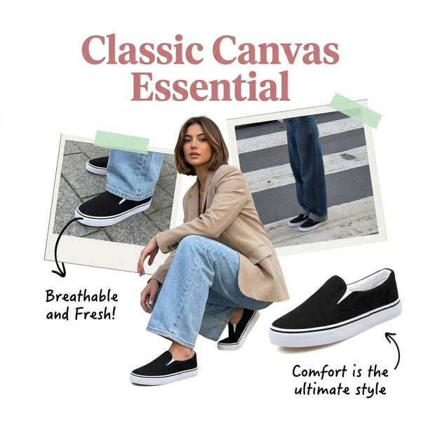 Women's Casual Canvas Shoes - Comfortable Rubber Sole