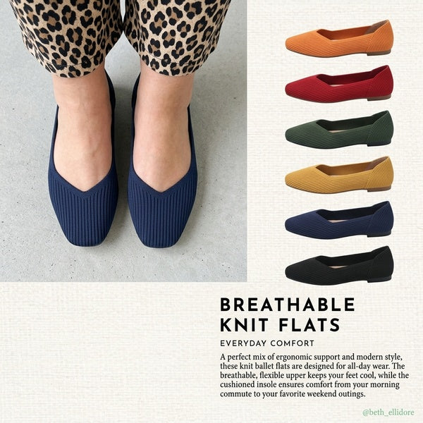 Knitted Flat Shoes with Soft Sole for Women