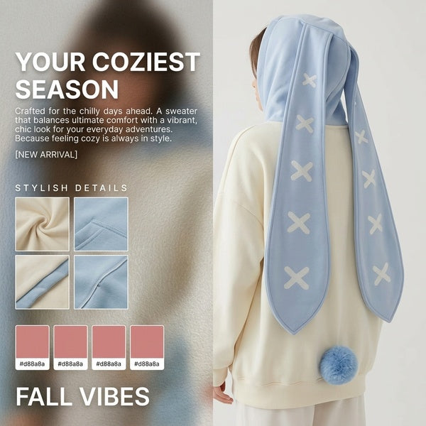 Cute Women's Casual Loose Hooded Sweater for Fall/Winter