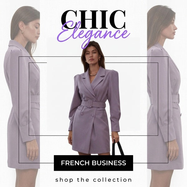 French Style Business Suit with Elegant Waist Design
