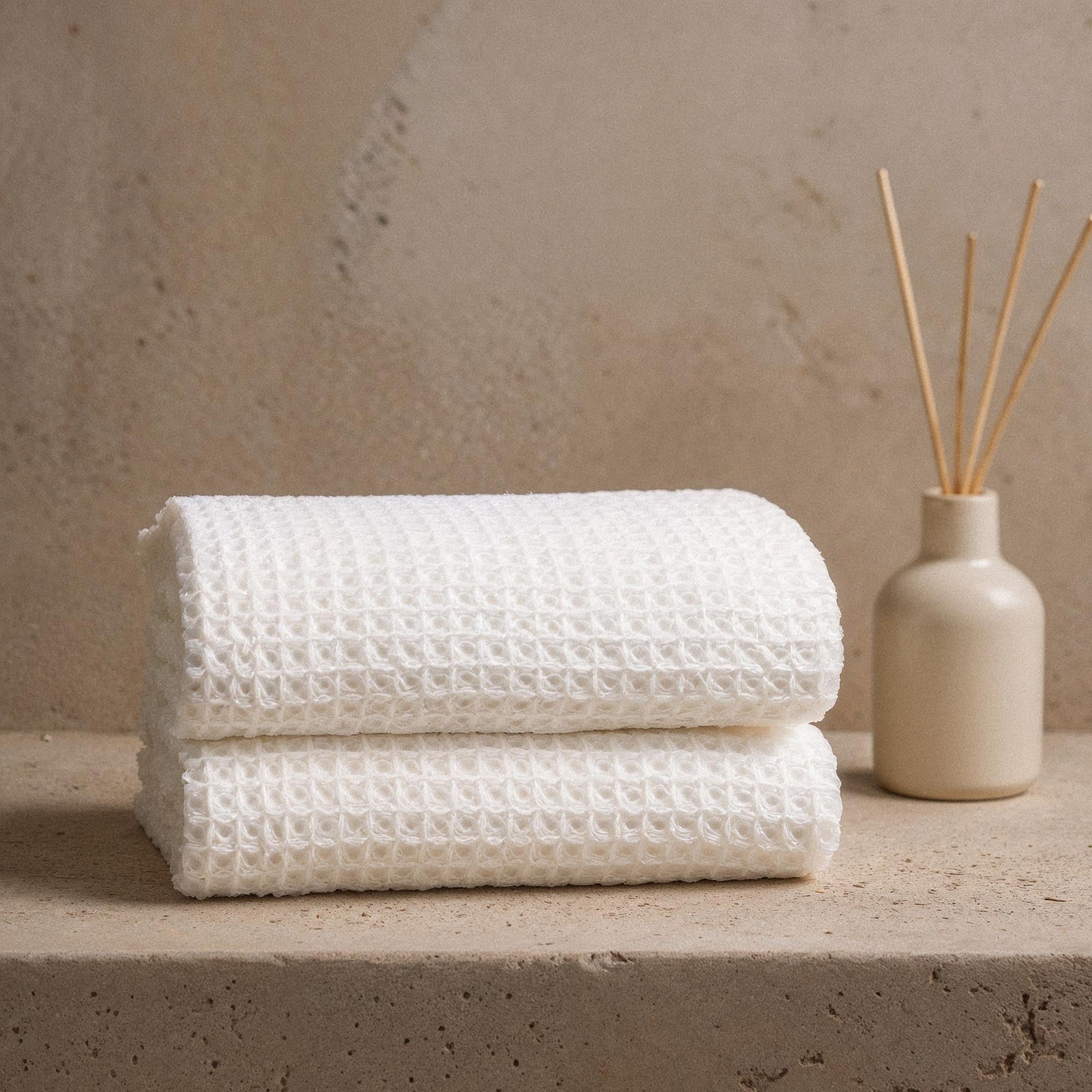 Sedona White Cotton Waffle Weave Bath Towel - Image 16