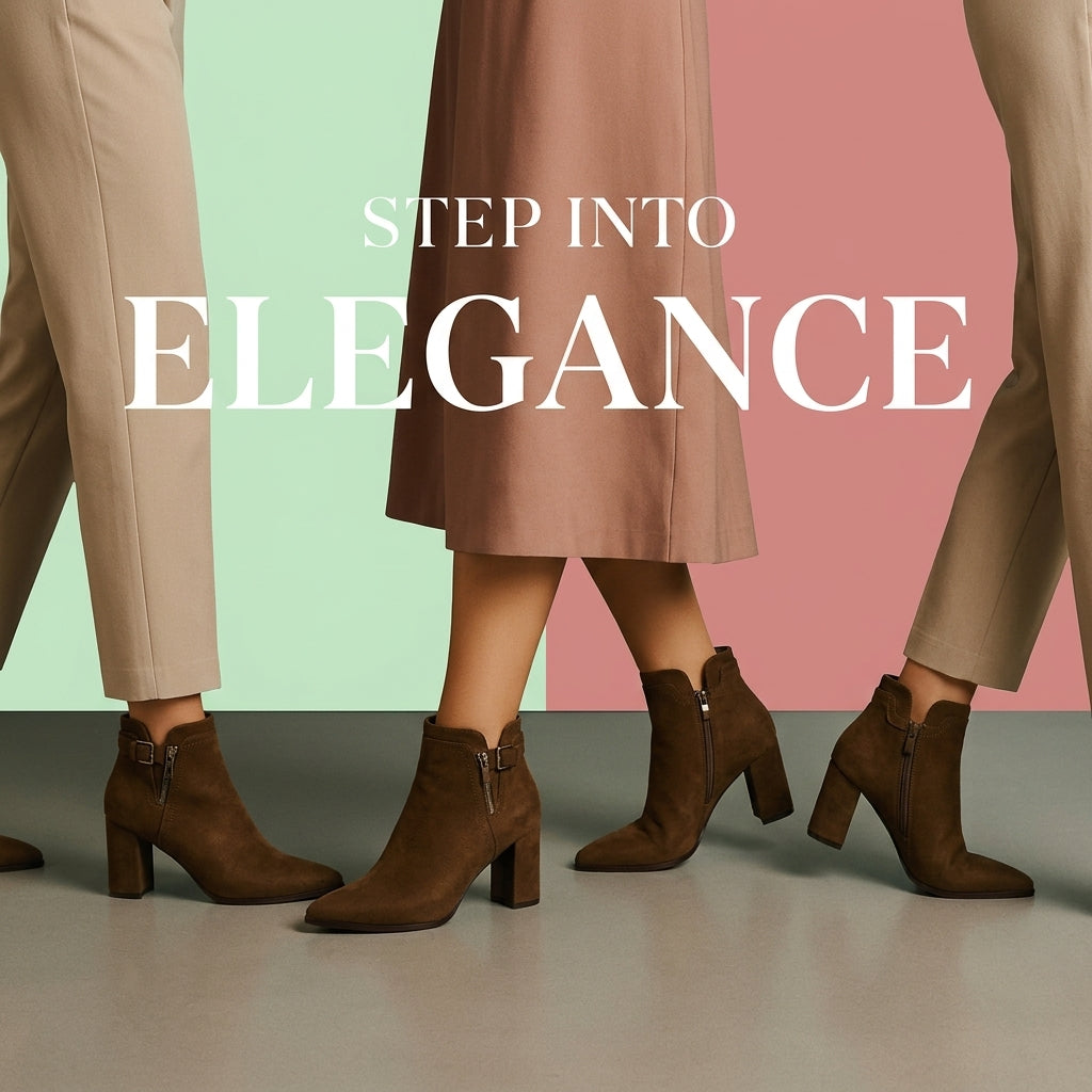New Women's Suede Ankle Boots with Chunky Heels