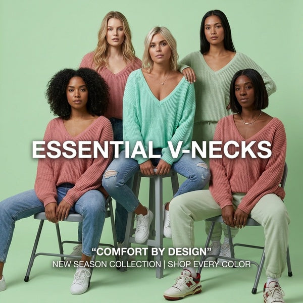 V-Neck Solid Color Sweater for Women