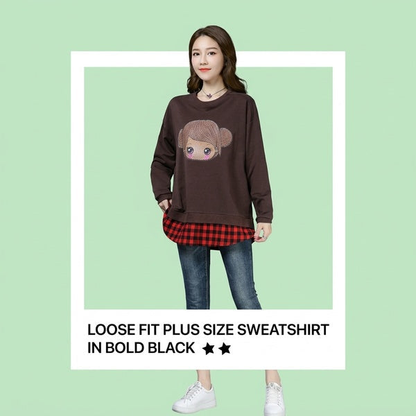 Trendy Style Plus Size Casual Sweatshirt