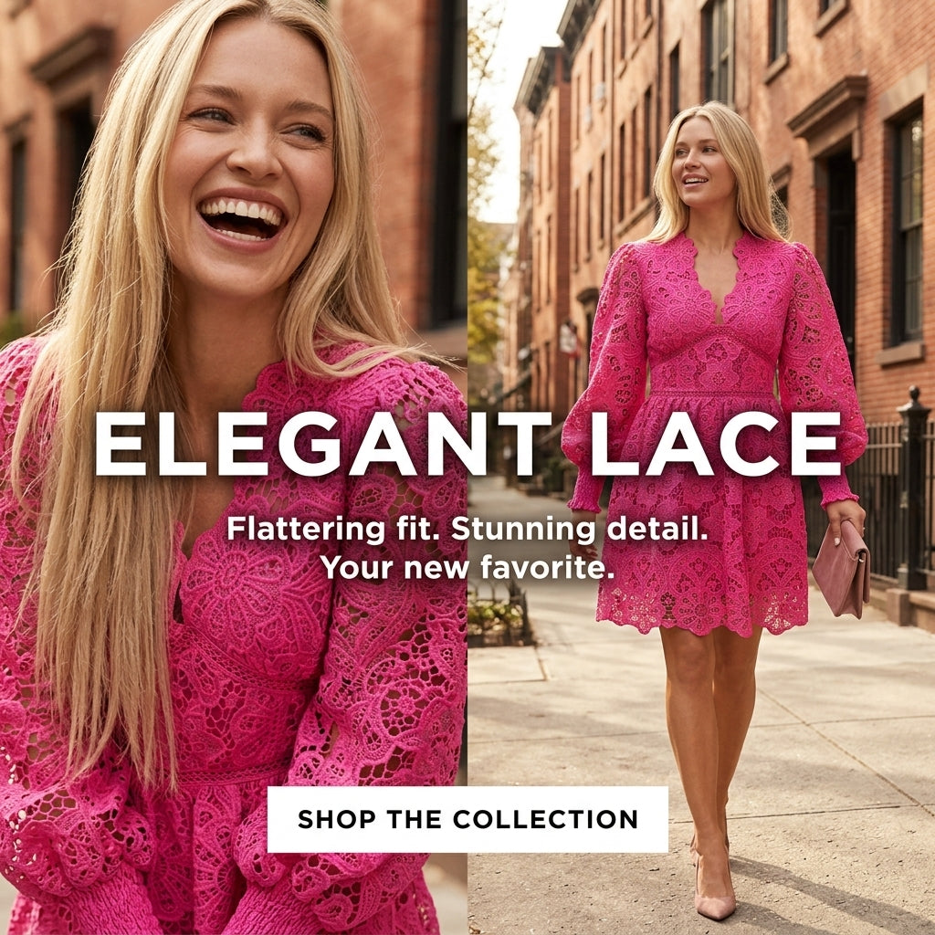Lace-Trimmed Long Sleeve Dress