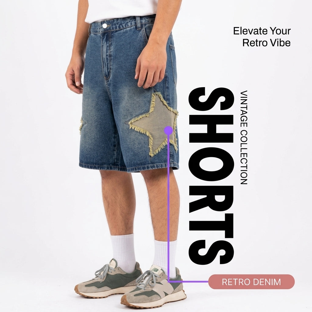 Vintage Star Patch  Jeans for Men