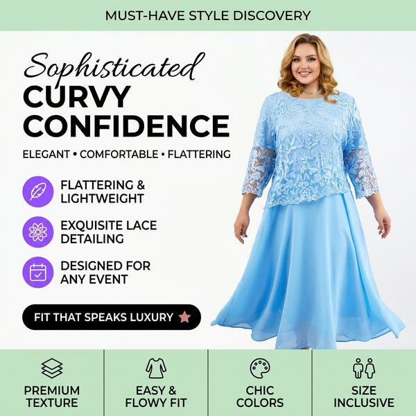 Elegant Plus Size Dress with Lace (One Piece)