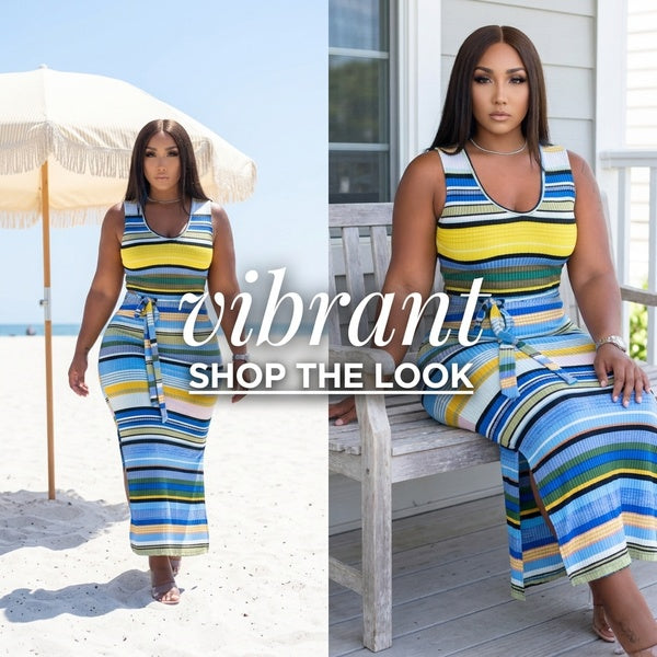 Niesha Plus Size Striped Color-Block Print Dress