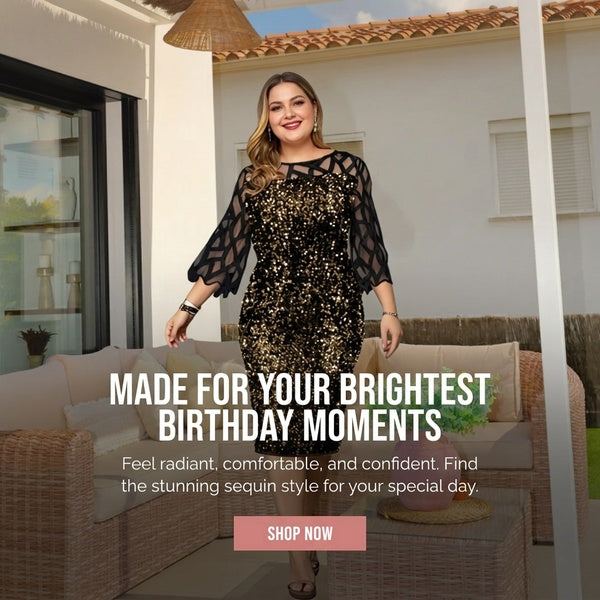 Plus Size Sequin Dress for Birthday Celebrations