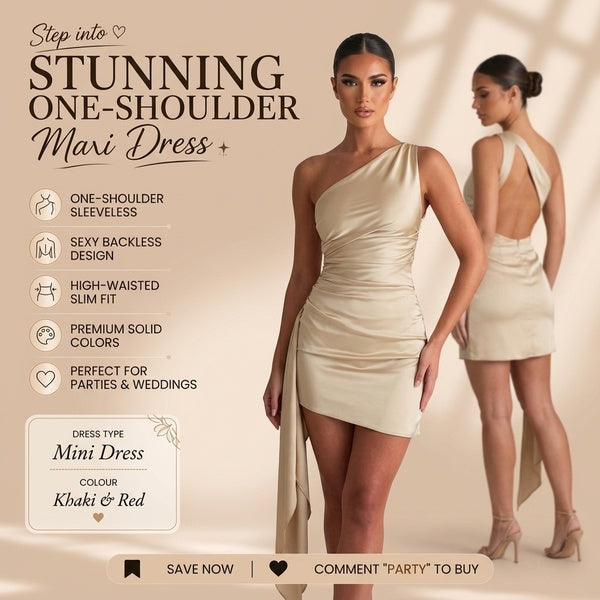 One-Shoulder Sleeveless Mini Dress for Parties & Weddings