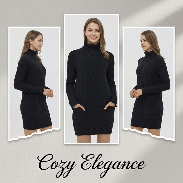 Mid-length Woolen Sweater Dress for Women