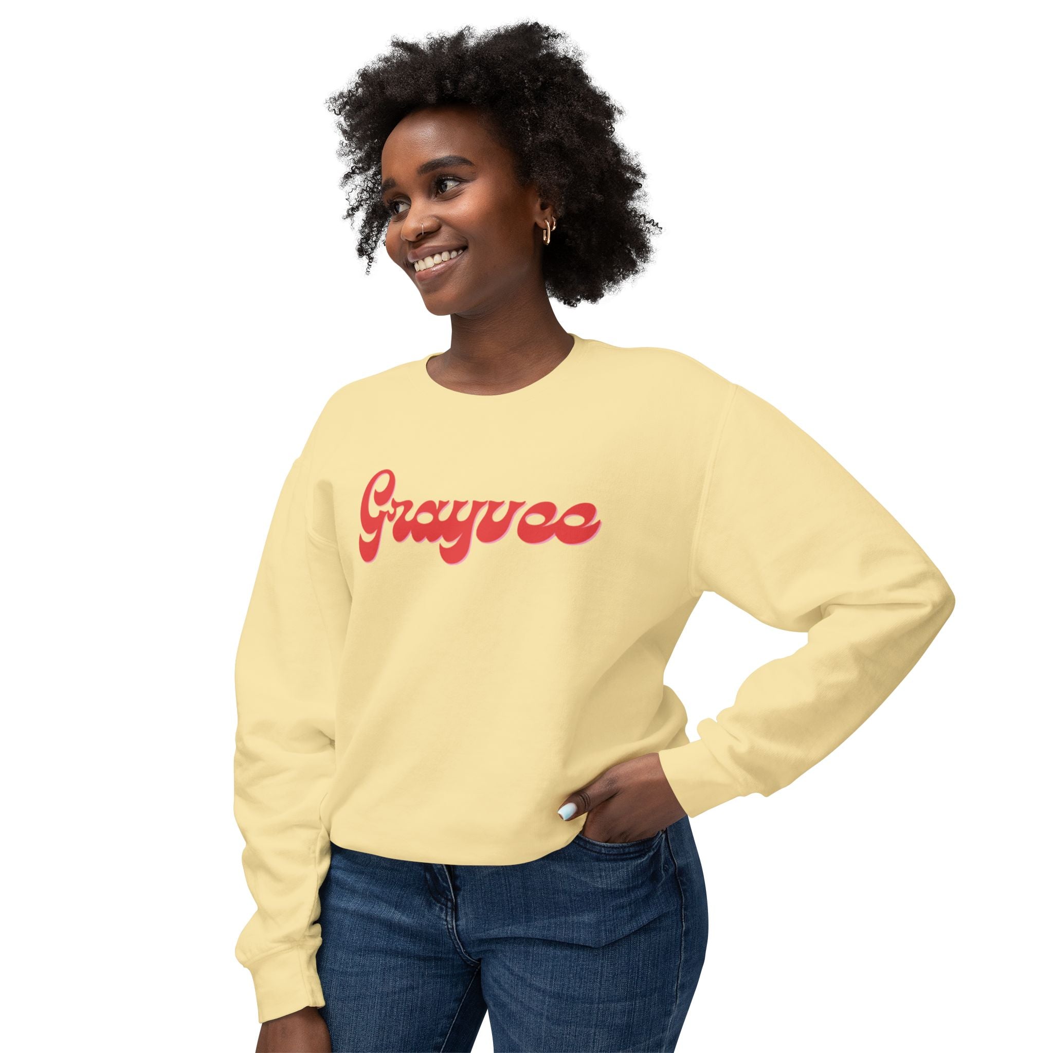 Unisex Lightweight Crewneck Sweatshirt in Charcoal and Cream