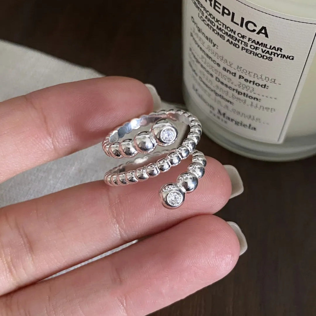 Sweet Cool Multi Layer Ring For Women, Geometric Line Wrapped Personalized Versatile Open Adjustable Ring, Ins Style Spiral Index Finger Trendy Ring