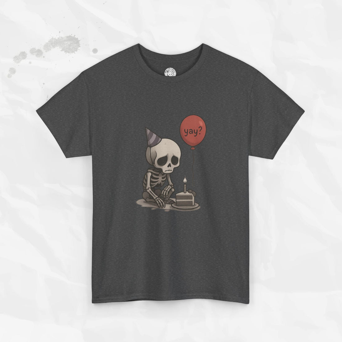Yay? Skeleton Birthday Graphic T-Shirt - Available in Grey and Red - Image 10