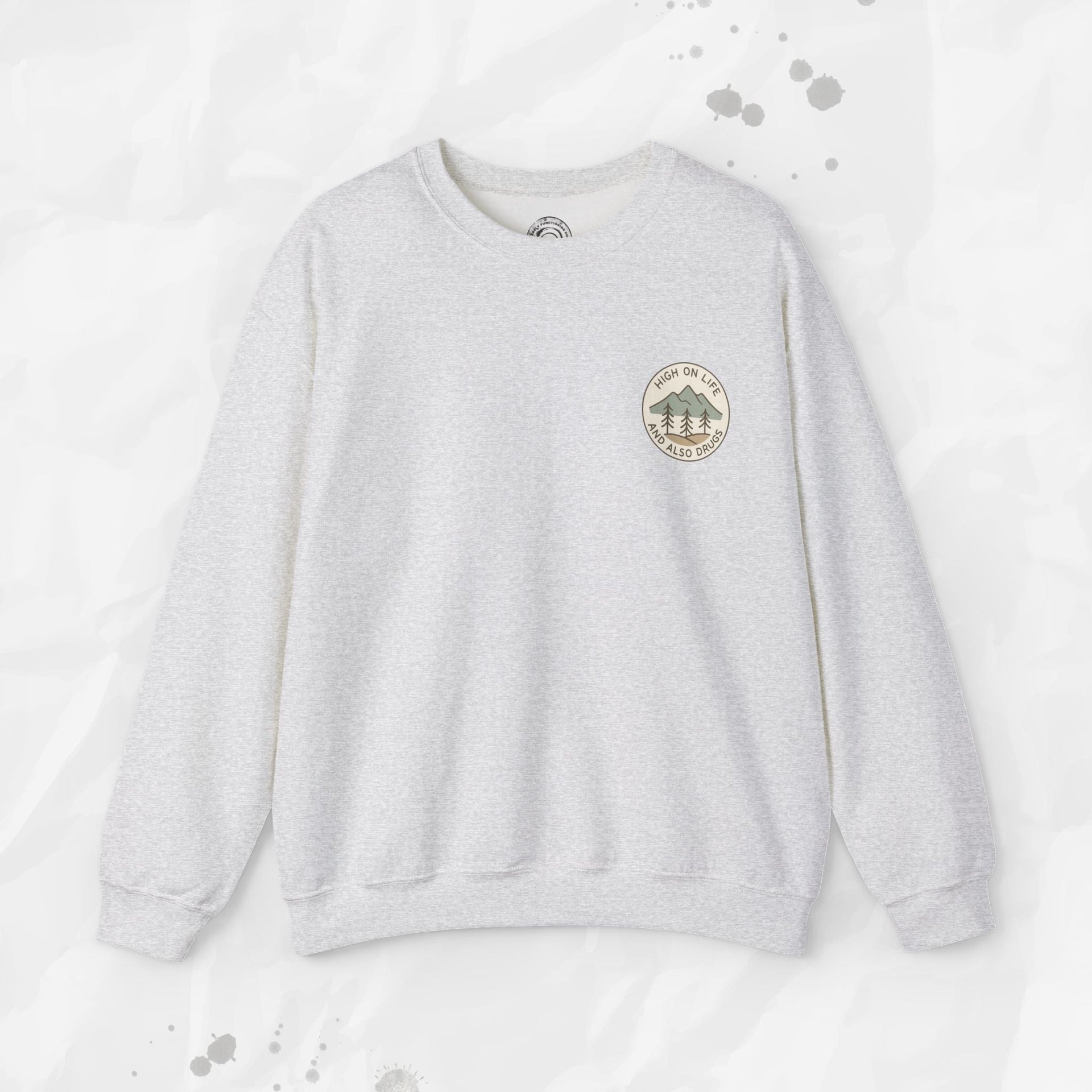 High on Life (and Also Drugs) – Crewneck Sweatshirt (Pocket Print)