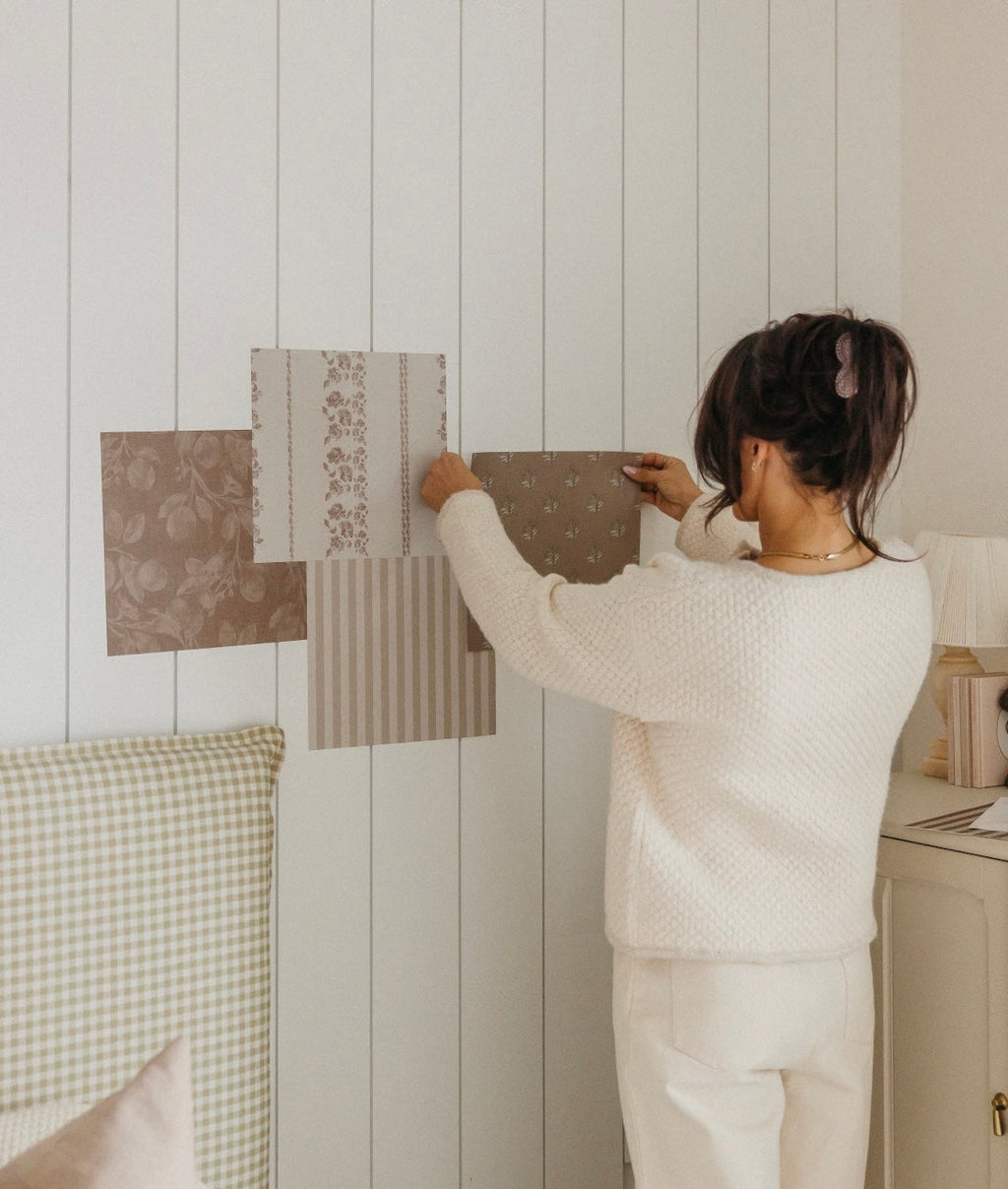 Mulberry Court Floral Removable Wallpaper in Beige and Brown
