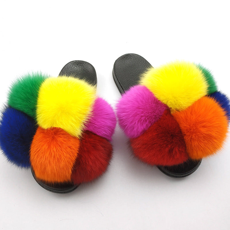 Women's Fluffy Faux Fur Open-Toe Maximalist House Slides