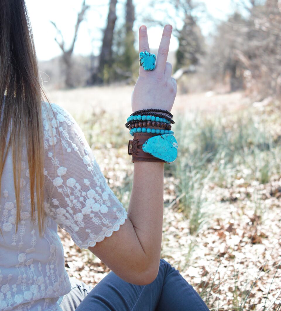 Wood Beaded Stretch Bracelet - Boho Stackable