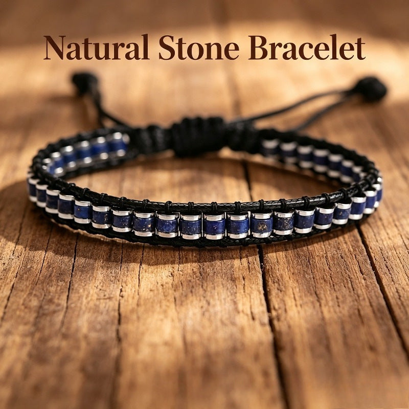 Natural Stone Braided Bracelet - Unisex Handmade Woven Beaded Jewelry for Men Women Casual Daily Wear Gift