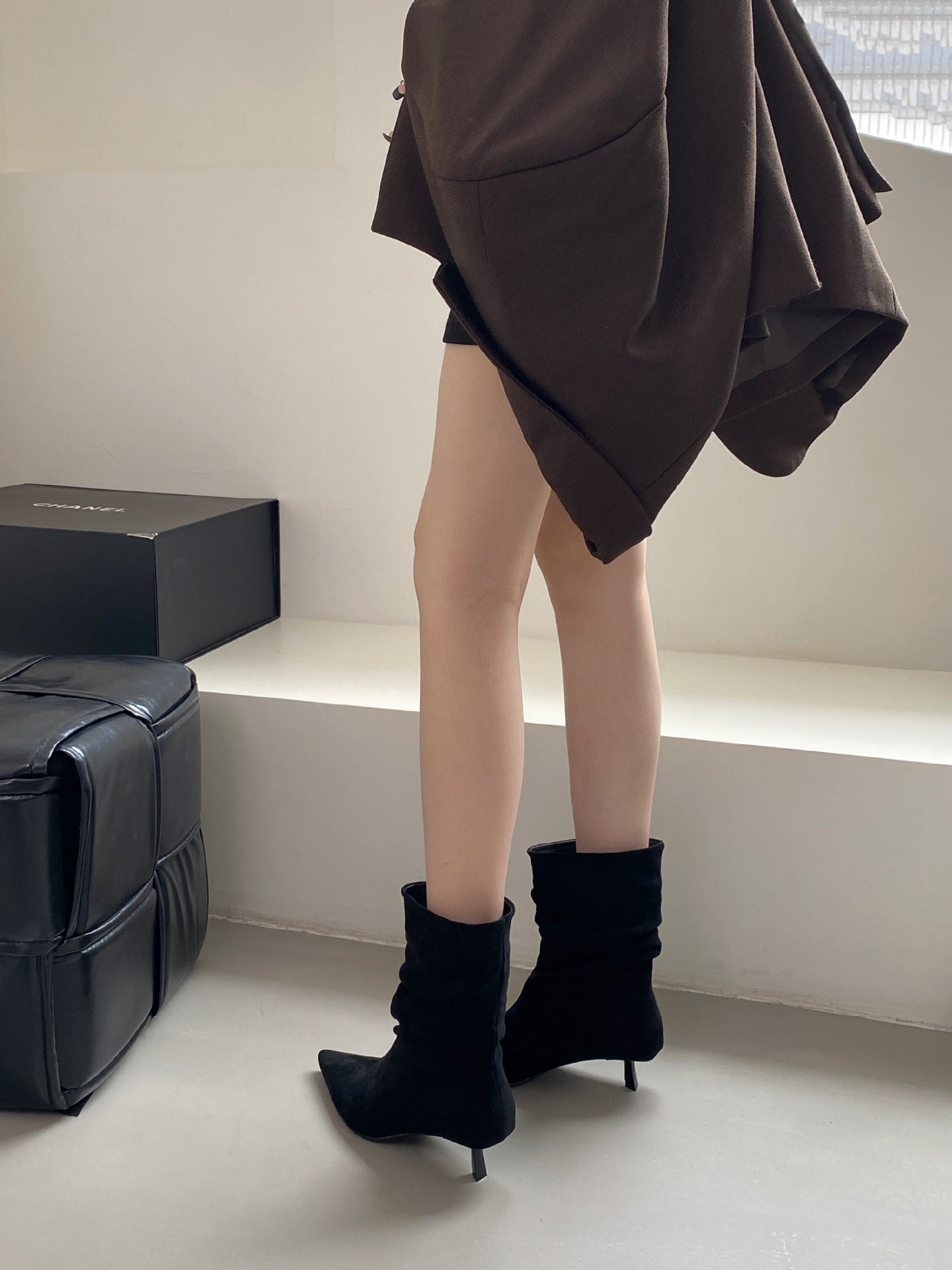 Pointed Toe Mid-Calf High Heel Boots for Women