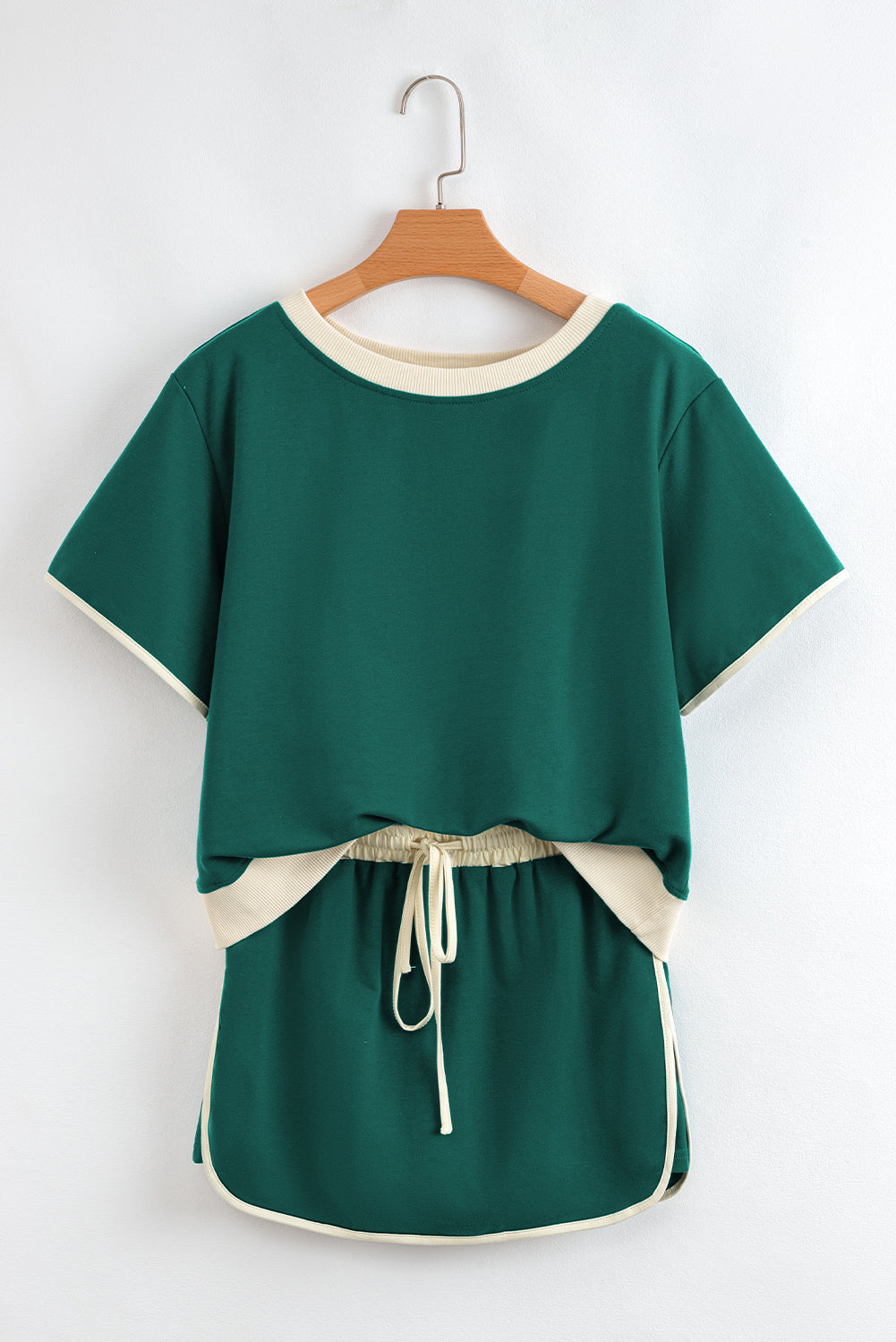 Evergreen Colorblock Drop Shoulder T-Shirt & Skort Set
