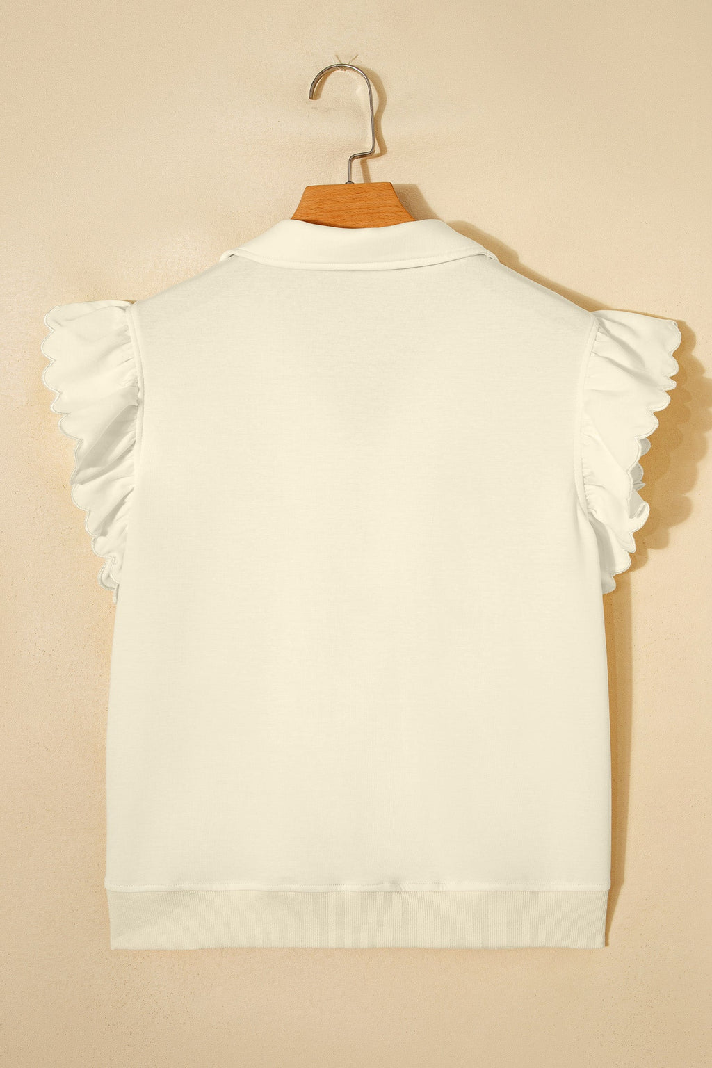 Juniper Ruffled Short Sleeve Blouse in Off-White and Cream