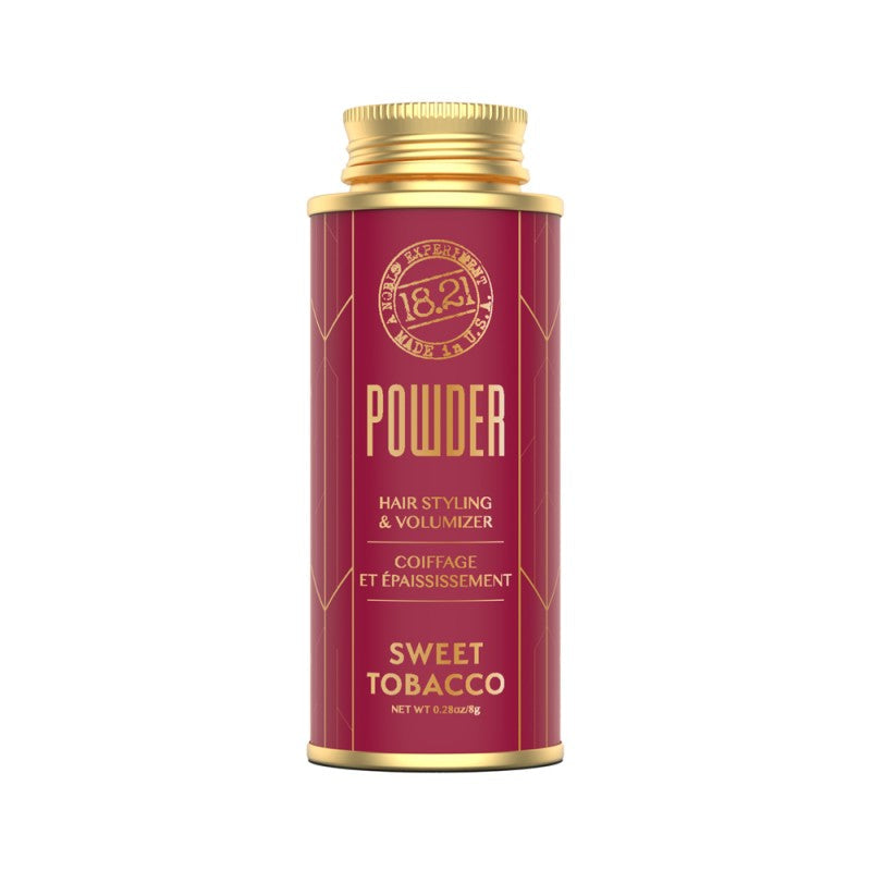 18.21 Man Made Styling Powder in Sweet Tobacco .28oz container for men's hair volumizing