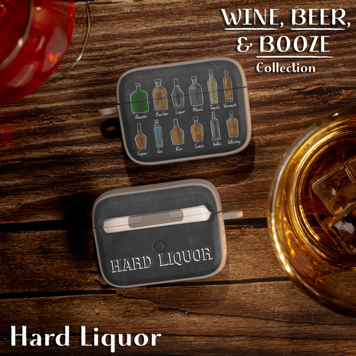 Wine, Beer & Booze AirPods Pro 1 & 2 Protective Case with Carabiner