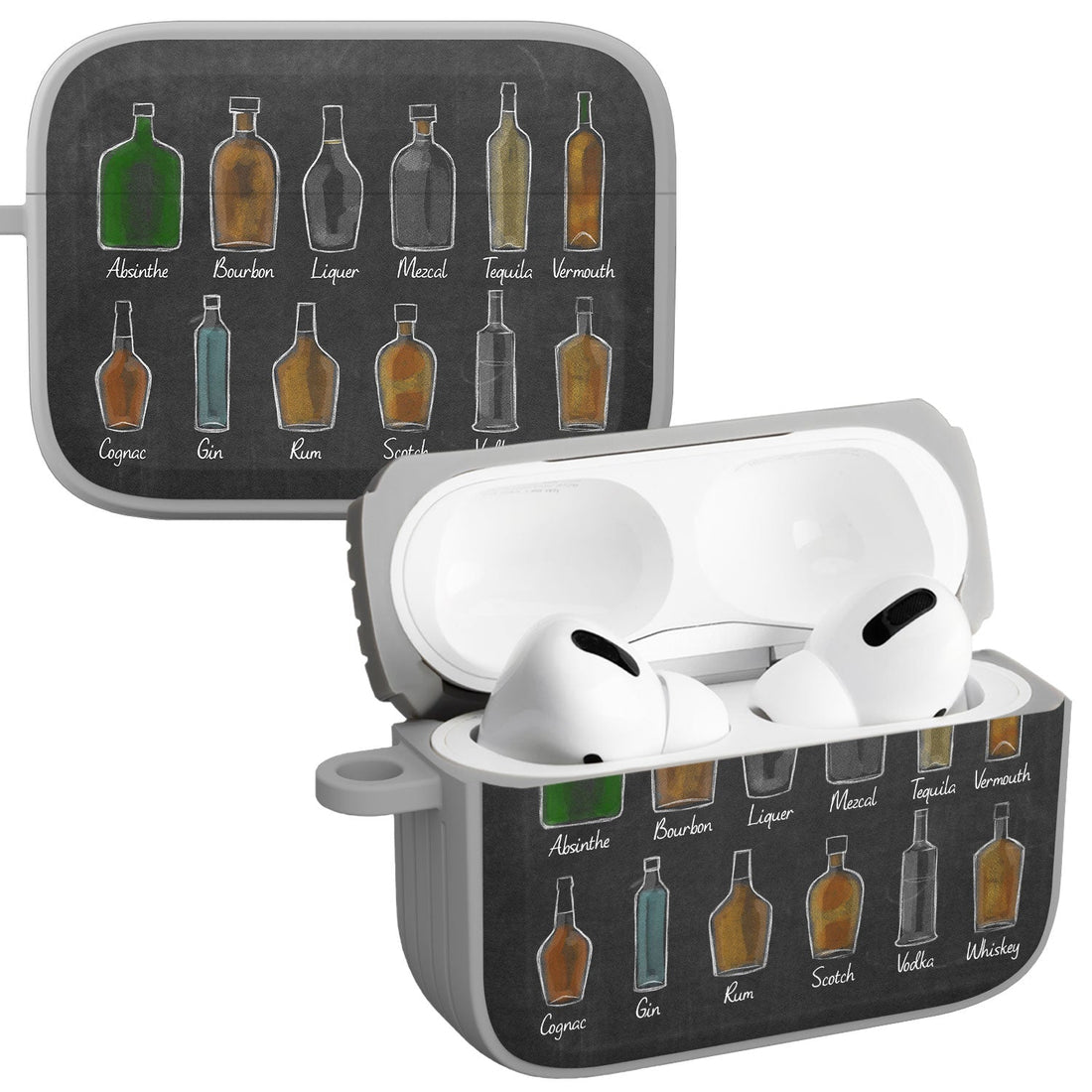 Wine, Beer & Booze AirPods Pro 1 & 2 Protective Case with Carabiner