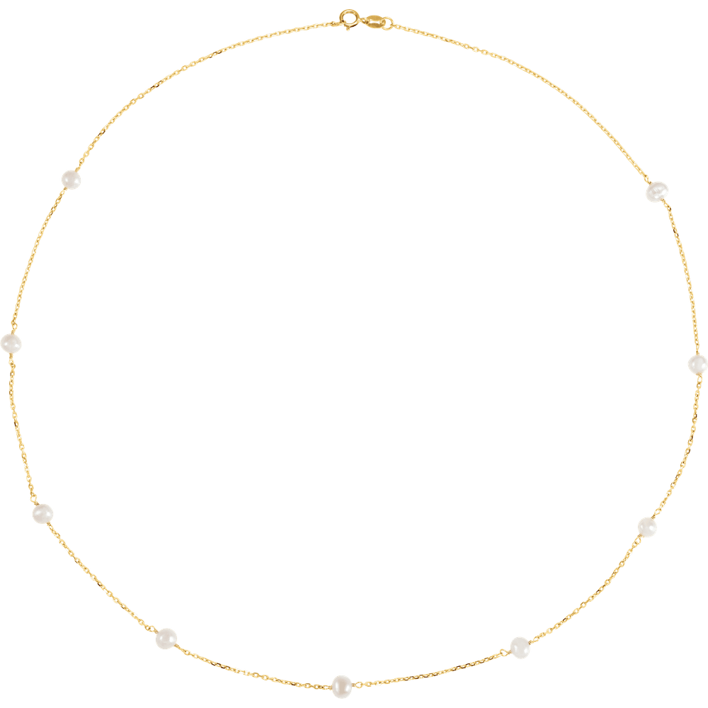 Delphine 14K Gold Freshwater Pearl Station Necklace