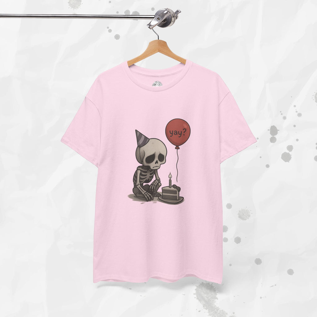 Yay? Skeleton Birthday Graphic T-Shirt - Available in Grey and Red - Image 28